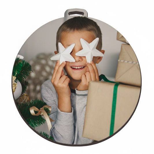 Adorno circular de Navidad personalizada – Plana 8 cm