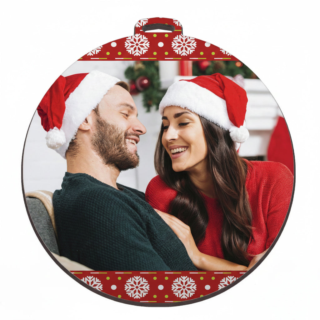 Adorno circular de Navidad personalizada – Plana 8 cm
