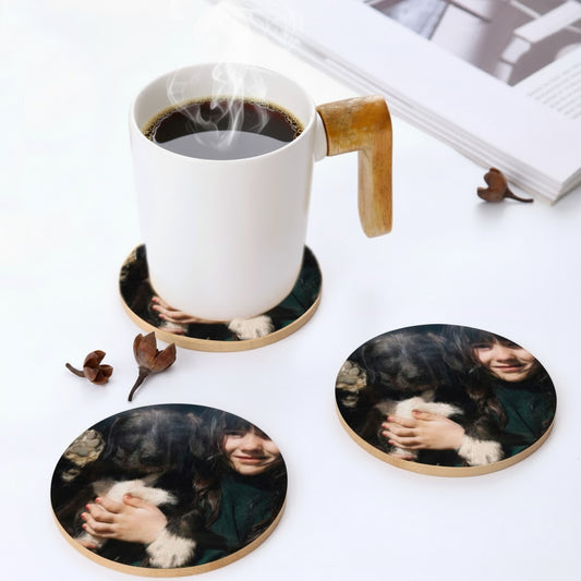 Posavasos de Madera Personalizable con Base de Corcho (9,5 cm)